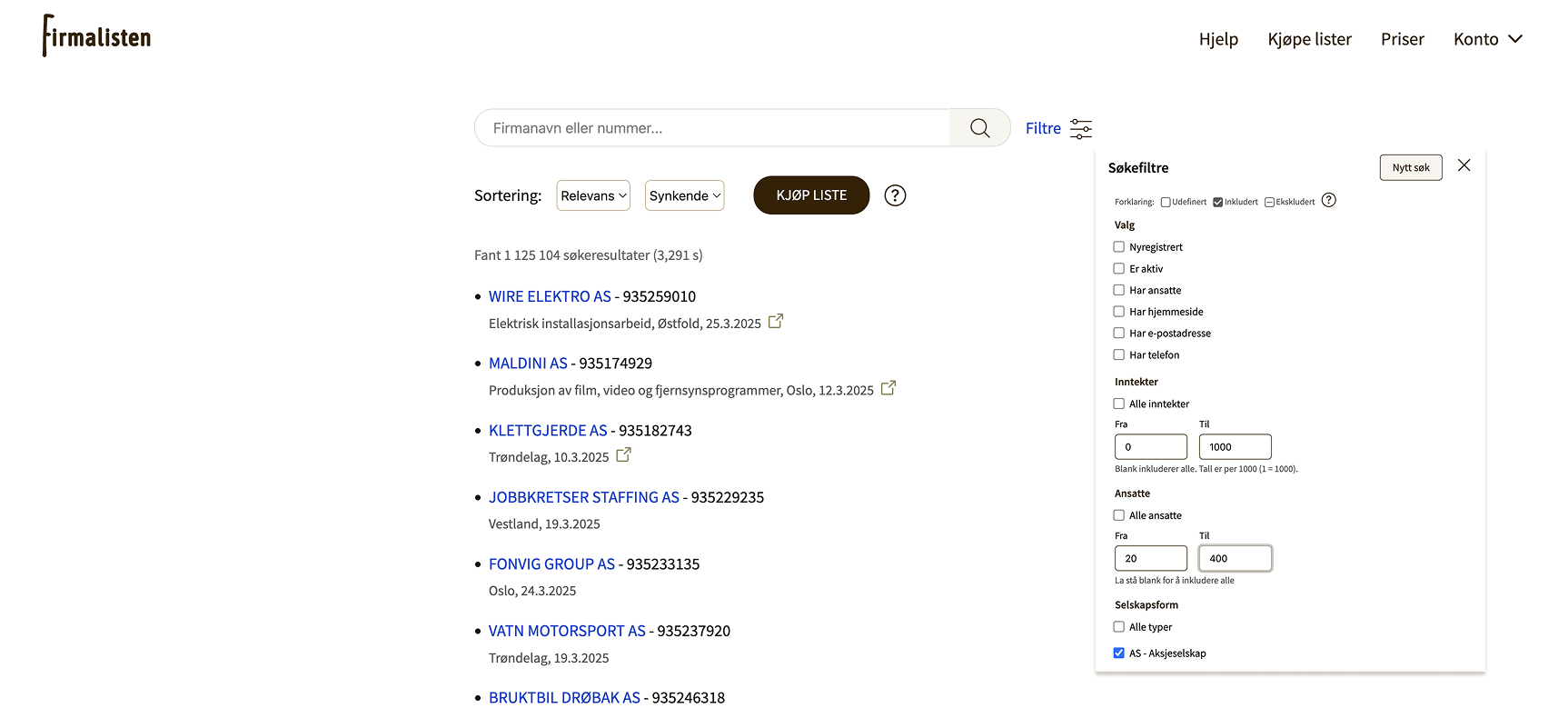 Firmalisten site